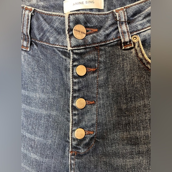 Anine Bing Button Fly Skinny Denim Jeans Medium Wash Size 26 - Picture 5 of 7